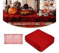 LUMOOM Tessuto decorativo per Halloween, 10 x 2,15 m, rosso, XXL, per una decorazione horror, ragnatela per feste (10 x 2,15 m)