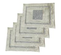 LUMoony 4 tovagliette rettangolari con strisce centrali di strass, resistenti al calore, sottobicchieri glitterati, per tavolo da pranzo, cucina, casa e ristorante (30 x 40 cm), beige chiaro