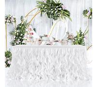 LUMoony Gonna da tavolo in tulle con volant,tovaglia in chiffon,1,8 m,decorazione da tavolo,per torte,tutù,gonna da tavolo,per battesimo,matrimonio,Natale,arcobaleno,decorazione,Colore: rosa.