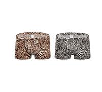 LUMoony Herren Boxershorts 2 Stück Männer Unterwäsche Leopardenmuster Boxershorts Weiche Boxershorts Atmungsaktiv Shorts Sexy Boxershorts Trunks Unterwäsche Herren Boxer Briefs Unterhose Shorts