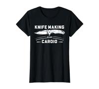 Lumorismo Che Fa i coltelli è Il Mio Cardio Bladesmith Workshop Joke Maglietta con Stampa Grafica Economica, Donna, Nero, XS