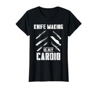 Lumorismo Che Fa i coltelli è Il Mio Cardio Bladesmith Workshop Joke Maglietta con Stampa Grafica Economica, Donna, Nero, M