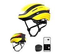 Lumos Casco ultra intelligente | casco da bicicletta | anteriore e posteriore (LED) | indicatore di direzione | luci freno | connessione Bluetooth | Adulti: Uomo, Donna (Raincoat Yellow, Taglia: M-L)