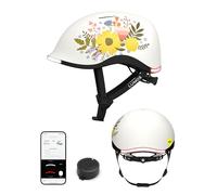Lumos Nyxel MIPS - Casco da bicicletta a LED City & Commuter | Illuminazione a 360° Fuoco Stop, MIPS, USB-C, Bluetooth, IPX6, Flower Power | Taglie S