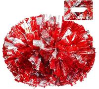 LuMOUzhou Cheerleaders di plastica, Lo Spirito di Squadra Confezione da 2 Palline di Velluto Multicolore con Pompon da Cheerleader(Red)