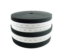 LuMOUzhou Cinghia Sciolta con Fori per Bottoni Elastico con asole for Bottoni, Nastro a Fascia Elastica Lavorata a Maglia, Nero, Bianco, 15-30 mm x 30-40 m(20mm Black 40meter)