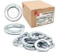 Lun Fix Anelli a molla M10 DIN 127 |1 kg | disco a molla a spirale in acciaio zincato a forma di B, dischi a molla per viti barra filettata, dischi di sicurezza a molla con sezione rettangolare