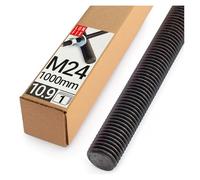 Lun Fix Asta filettata M24 x 1000 mm, 1 pezzo | classe di resistenza 10.9 DIN 975 | acciaio al carbonio non trattato | asta filettata con filettatura metrica | perno filettato metrico 60° | Lunghezza