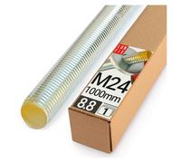 Lun Fix Asta filettata M24 x 1000 mm, 1 pezzo, classe di resistenza 8.8 DIN 975, acciaio zincato, acciaio al carbonio, barra filettata con filettatura metrica completa | perno filettato metrico