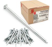 Lun Fix Chiodi in acciaio, 2,5 x 60 mm, 5 kg, chiodi in legno per lavori di costruzione, chiodi zincati, lunghi 60 mm, spilli a testa svasata zincati, per lavori di falegnameria, decorazione domestic