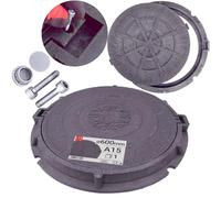 Lun Fix Copertura per pozzetti con telaio a flangia DN 600 mm A15, copertura per pozzetti in grafite, copertura per sabbia polimerica fino a 1,5 t, coperchio per aperture di ispezione, coperchio per