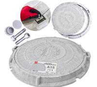 Lun Fix Copertura per pozzetti con telaio a flangia DN 600 mm A15, copertura per pozzi di controllo, copertura per sabbia polimerica fino a 1,5 t, copertura per aperture di ispezione, coperchio per