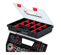 Lun Fix Organizer Set da 390x290x65 mm, 10 scomparti; in plastica con coperchio in polipropilene trasparente; in ivisori; scatola di ordinamento per minuteria per officina, casa, garage