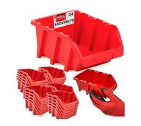Lun Fix Scatola di assortimento 160 x 98 x 70 mm, 24 pezzi, in polipropilene, scatola portaoggetti, colore rosso, impilabile, in plastica, per scaffalature e scaffalature