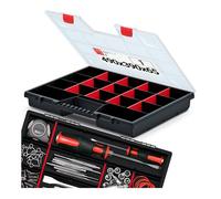 Lun Fix Scatola organizer 490 x 390 x 65 mm, 12 scomparti; plastica con coperchio in polipropilene trasparente; con divisori; scatola per piccoli oggetti per officina, casa, garage elettronica