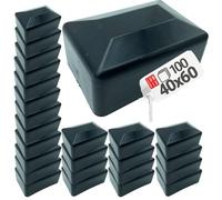 LUN FIX Tappo per pali di recinzione, 100 pezzi, 40 x 60 mm, colore nero
