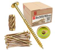 Lun Fix Vite per legno TX40 8.0x300 mm 50 pezzi, testa larga torx