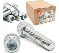 Lun Fix Viti a testa cilindrica con esagono incassato | M 12 x 25 mm | classe di resistenza 8.8 | 1 kg (25 pezzi) | acciaio zincato | filettatura metrica ISO fino alla testa | DIN 912 | filettatura