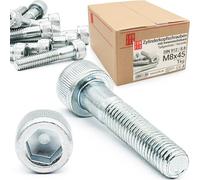 Lun Fix Viti a testa cilindrica con esagono incassato | M 8 x 45 mm | filettatura parziale | classe di resistenza 8,8 | 1 kg (40 pezzi) | acciaio zincato | filettatura metrica ISO | DIN 912 |