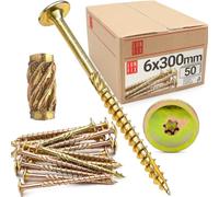 Lun Fix Viti a testa piatta, 6 x 300 mm, 50 pezzi, TX30, testa piatta/nervature per fresatura, zincate, viti Torx, viti per legno, viti a testa piatta per legno, viti da costruzione