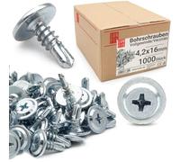 Lun Fix Viti autofilettanti, 4,2 x 16 mm, 1000 pezzi, viti autofilettanti, con testa curva, viti autofilettanti, a croce, viti metalliche