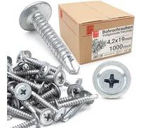 Lun Fix Viti autofilettanti, 4,2 x 19 mm, 1000 pezzi, viti autofilettanti, con testa curva, viti autofilettanti, a croce, viti metalliche