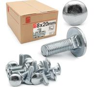 Lun Fix - Viti da serratura con quattro angoli - M8x20-1 kg (76 pezzi) - Viti a testa piatta - Filettatura completa - Viti per cerniere - Viti a testa a fungo - Acciaio zincato