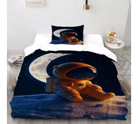 Luna astronauta Set Copripiumino 2 Pezzi Con Stampa 3D Stellar Themes Incluso Copripiumino Con 1 Federe Con Federe in Microfibra Ultra Morbida Single（135x200cm）