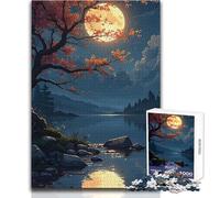 Luna autunnale su un lago tranquillo 1000 puzzle per lo sviluppo cognitivo, gioco divertente, speciale, regalo di festa premuroso, dimensioni 38x26cm