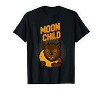 Luna Bambino Divertente Pixel Art Lupo Mannaro & Luna Halloween Maglietta