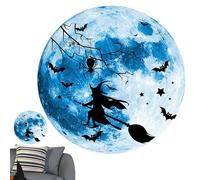 Luna che si illumina al buio, adesivi murali luna - Adesivi lunari che si illuminano al buio - Adesivi per finestre di Halloween, adesivi impermeabili per streghe, decorazioni murali per le vacanze pe