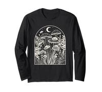Luna con Funghi Foglie Astronomia Moongazing Meme Maglia a Manica