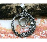 Luna Con Pendente A Pentagramma In Argento 925 Ø 2,7 Cm Mezza Luna Stella