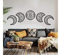 Luna decorazione parete,5 pezzi Legno decorazione Nord Europa Fase lunareNatura Design Luna, Parete boho decor Camera da letto Decorazione della parete di casa (Nero)