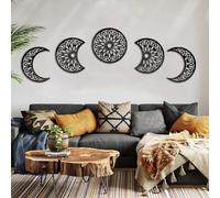Luna decorazione parete,5 pezzi Legno decorazione Nord Europa Fase lunareNatura Design Luna, Parete boho decor Camera da letto Decorazione della parete di casa (Modello)