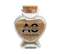 Luna di miele Sand Keepsake Jar con il nome iniziale personalizzato Cuore/rotondo a forma di bottiglia di vetro chiaro Jar Romantico Regalo di luna di miele per le coppie, i migliori amici, damigella