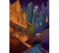 Luna Dipingere Con I Numeri Adulti, Fai Da Te Dipingere Con I Numeri per Decor Casa, Architettura Paint by Numbers Kit Con Pennelli e Vernice Acrilica, Hobby Creativi Adulti, Regalo, 50x70cm H-7395