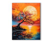 Luna Dipingi con i Numeri Adulti Albero Paint by Numbers, Colorare con i Numeri Adulti con Telaio, Kit di Pittura Acrilica Fai da Te per Principianti Facile su Tela, Decora la Casa 100x150cm 0R-811