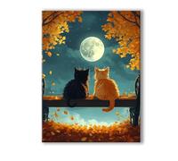 Luna Dipingi con i Numeri Adulti Gatto Paint by Numbers, Colorare con i Numeri Adulti con Telaio, Kit di Pittura Acrilica Fai da Te per Principianti Facile su Tela, Decora la Casa 60x90cm 0R-809