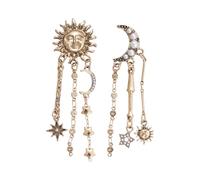 Luna dorata e orecchini franati con la stella - orecchini da vintage in difficoltà, unici, di nicchia e di fascia alta