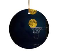 Luna E Pallacanestro Stampa Regali di Natale Colleghi Per Amici Famiglia Circolare Ceramica Natale Appeso Ornamenti Per La Decorazione