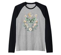 Luna Falena con Luna Mezzaluna E Natura Estetica Floreale Maglia con Maniche Raglan