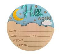 Luna Fantasia Bambino Annuncio Di Nascita Board Souvenir In Legno Con Dettagli Di Nascita Spazio Nuovo Regalo Genitore 5.9 Pollici Diametro Ospedale Regalo Per Neonati