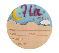 Luna Fantasia Bambino Annuncio Di Nascita Board Souvenir In Legno Con Dettagli Di Nascita Spazio Nuovo Regalo Genitore 5.9 Pollici Diametro Ospedale Regalo Per Neonati