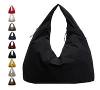 Luna Lush Bag, Multi-Pocket Large Capacity Slouchy Nylon Tote, New Luna Lush Bag for Woman Girl (Black)
