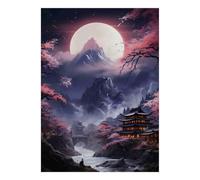 Luna Montagna Tempio 1000pcs per Adulti Mini Puzzle Difficile | 52 x 38 cm, scatola decorativa per soggiorno, struttura durevole, regalo di compleanno, rilassamento