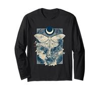 Luna Moth Art Witchy Nature Crescent Moon Floral Maglia a Manica