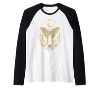 Luna Moth Celestial Botanical Pastel Art Nature Art Maglia con Maniche Raglan