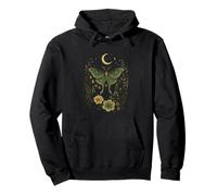 Luna Moth Cottagecore Vintage Grunge Floral Therian Felpa con Cappuccio