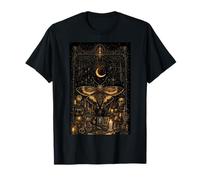 Luna Moth Moon Phases Witchy Pastel Goth su Sfondo Nero Maglietta